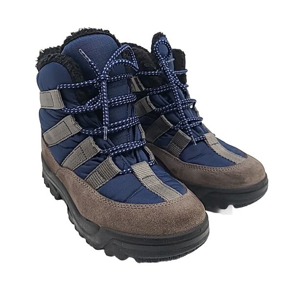 L.L. Bean Winter Snow Boots Leather Lace Up Blue Gray Brown Warm Size 8 Women’s - Picture 1 of 9